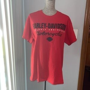 Harley Davidson Men's Red Grand Turk Short Sleeve Pullover T-Shirt Size Large